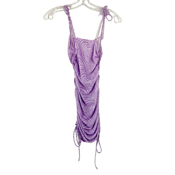 Kendall + Kylie Purple Abstract Print Mesh Ruched Dress Swim Cover Up Size Small - Picture 2 of 6